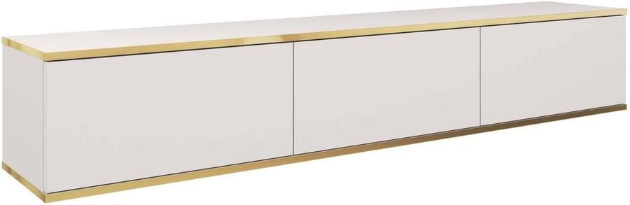 AJE Meubles B.V. Stijlvol Hangend TV-Meubel met Gouden Accenten – Moderne Lowboard TV-Kast voor Woonkamer Hoogwaardig Design (30x175x32 cm) – TV-Meubel Dayn RTV 175 (Wit)