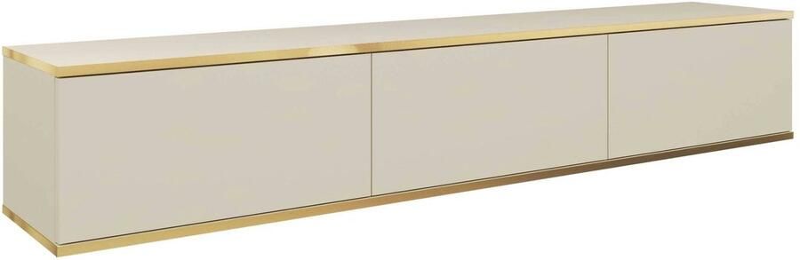 AJE Meubles B.V. Stijlvol Hangend TV-Meubel met Gouden Accenten – Moderne Lowboard TV-Kast voor Woonkamer Hoogwaardig Design (30x175x32 cm) – TV-Meubel Dayn RTV 175 (Beige)