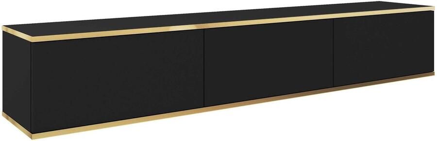 AJE Meubles B.V. Stijlvol Hangend TV-Meubel met Gouden Accenten – Moderne Lowboard TV-Kast voor Woonkamer Hoogwaardig Design (30x175x32 cm) – TV-Meubel Dayn RTV 175 (Zwart)