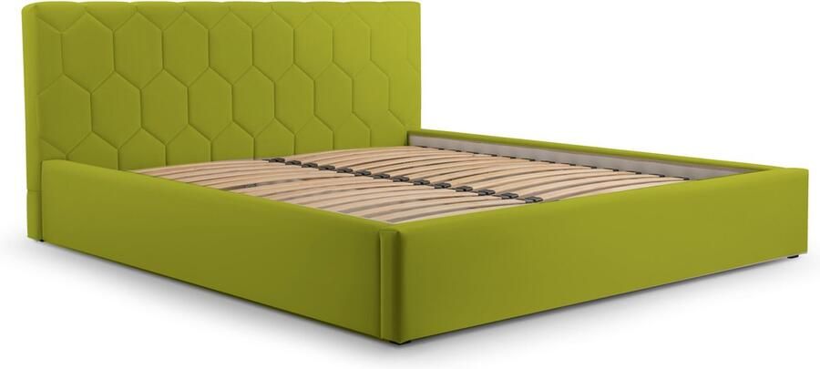 AJE Meubles B.V. Tweepersoonsbed met fluwelen bekleding met hoofdeinde lattenbodem bed voor volwassenen BED 02 140x200 Groen (TRINITY 12)