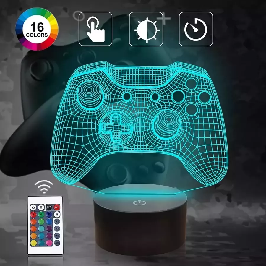 3D lamp controller 16 kleuren met Afstandsbediening Kinderen Gamer Kamer Decor