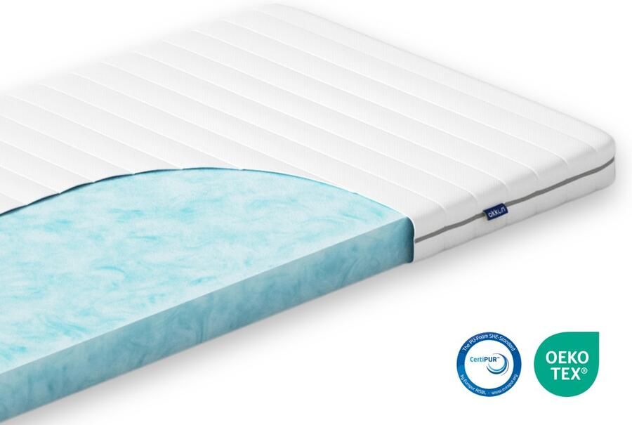 Akkon Hybrid Topper 140x200 9 cm dik Koudschuim HR50 Topdekmatras Premium kwaliteit Topmatras 30 nachten proefslapen