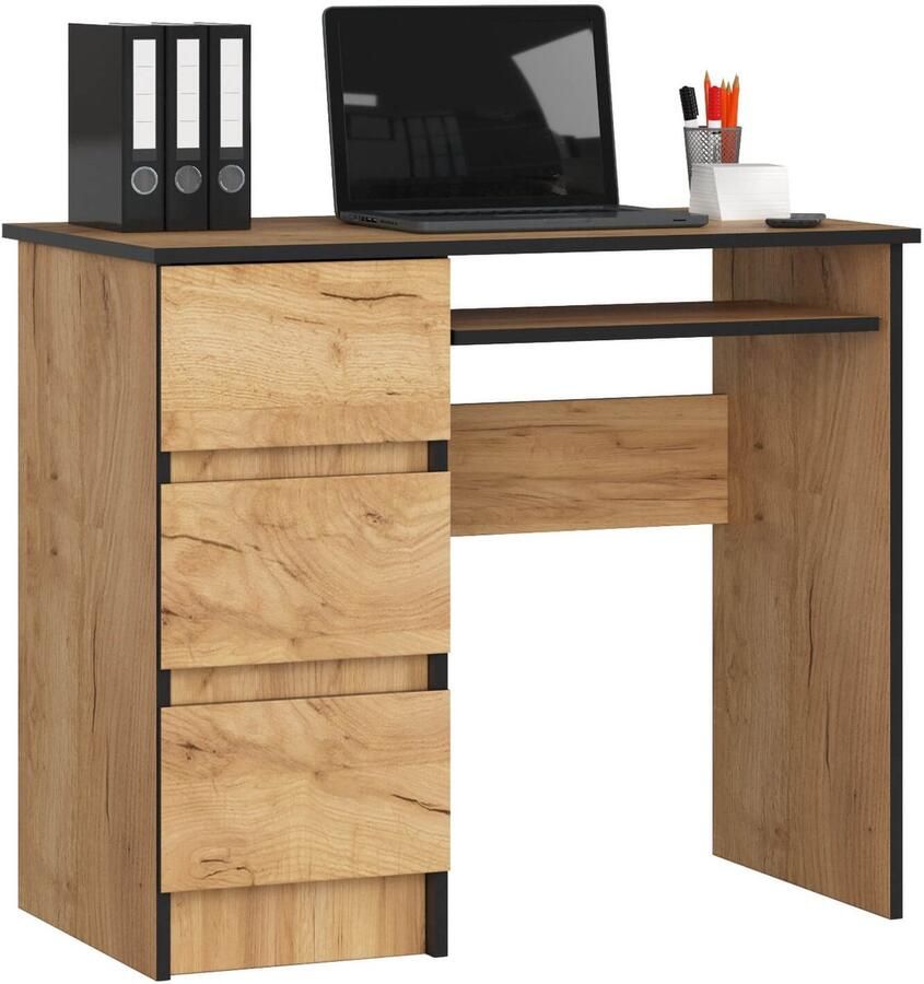 Akord Bureau Links A-6 Computerbureau Computer Tafel Bureautafel Rechts Craft Eik 90 x 77 x 50 cm - Foto 2