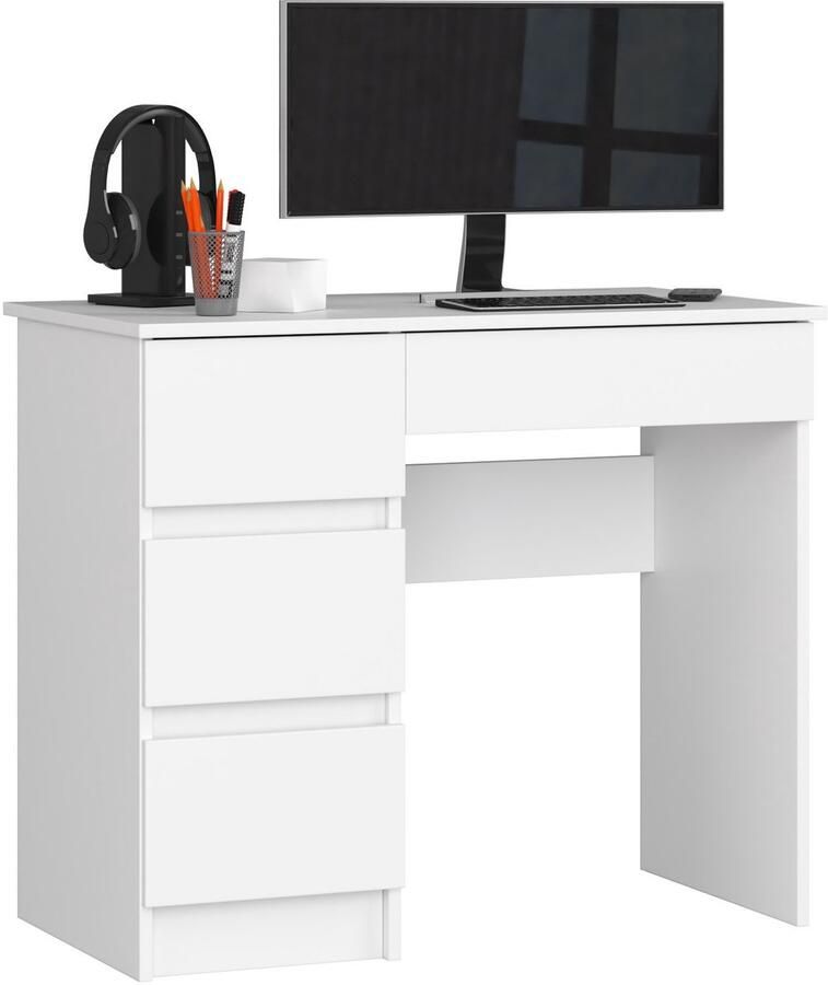 Akord Bureau Links A-7 Computerbureau Computer Tafel Bureautafel Links Wit 90 x 77 x 50 cm