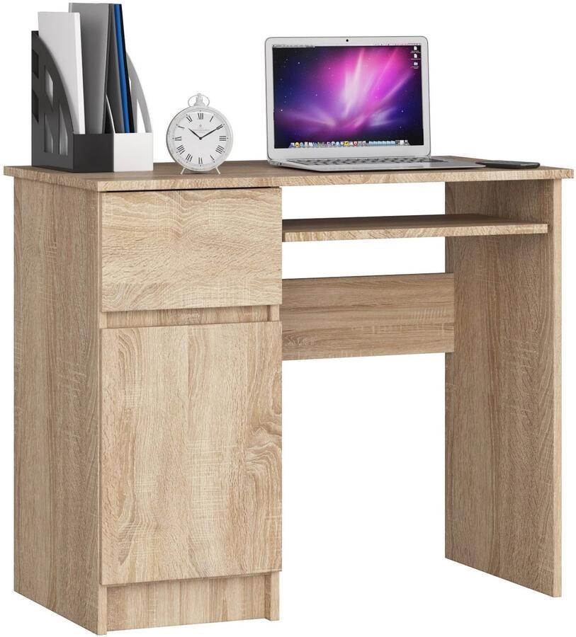 Akord Bureau Rechts PIKSEL Computerbureau Computer Tafel Bureautafel Rechts Sonoma Eik 90 x 77 x 50 cm