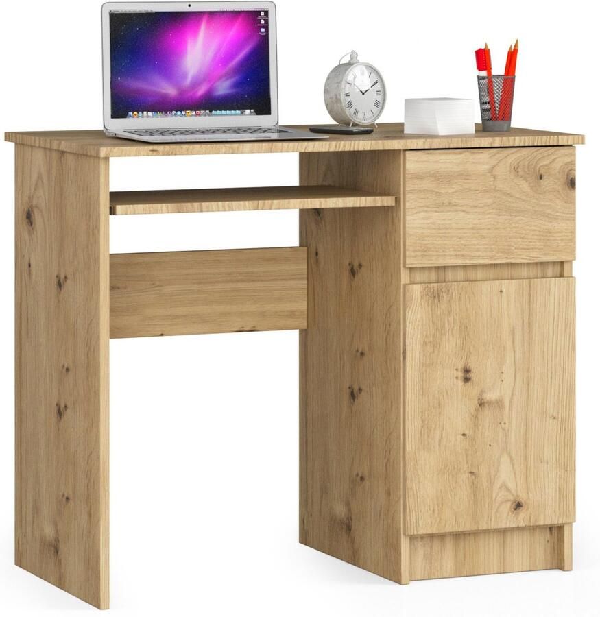 Akord Bureau Rechts PIKSEL Computerbureau Computer Tafel Bureautafel Rechts Artisan Eik 90 x 77 x 50 cm