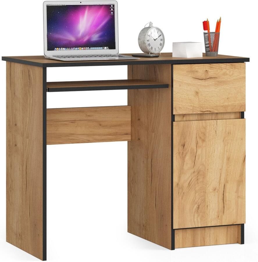 Akord Bureau Rechts PIKSEL Computerbureau Computer Tafel Bureautafel Rechts Craft Eik 90 x 77 x 50 cm