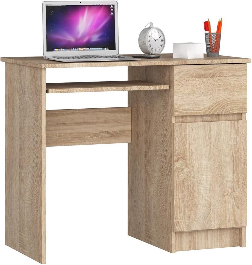 Akord Bureau Rechts PIKSEL Computerbureau Computer Tafel Bureautafel Rechts Sonoma Eik 90 x 77 x 50 cm