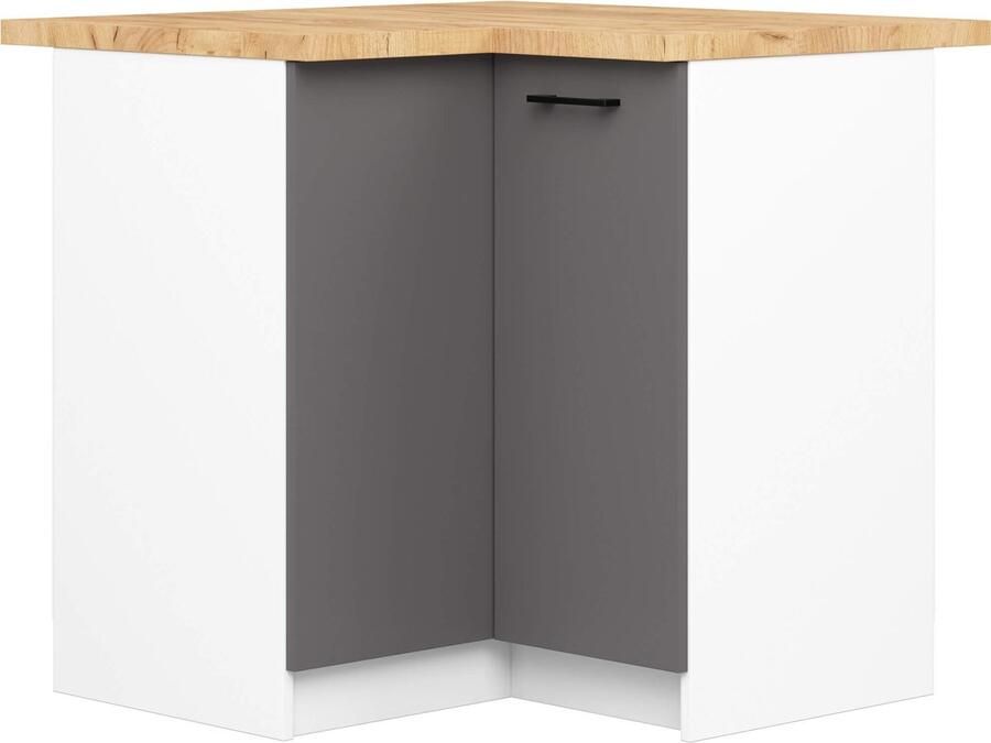 Akord Hoek Keukenkast modulaire OLIWIA S90 90 Onderkast Furniture Factory Wit Grafietgrijs 90 x 85 x 46 cm