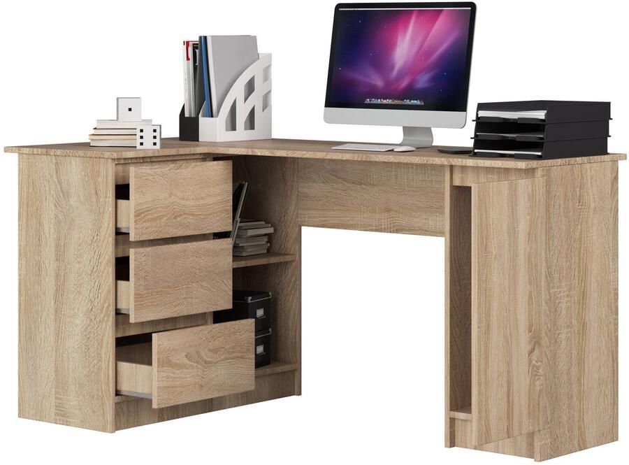Akord Hoekbureau Links B20 Computerbureau Computer Tafel Bureautafel Links Sonoma Eik 155 x 77 x 85 cm - Foto 2
