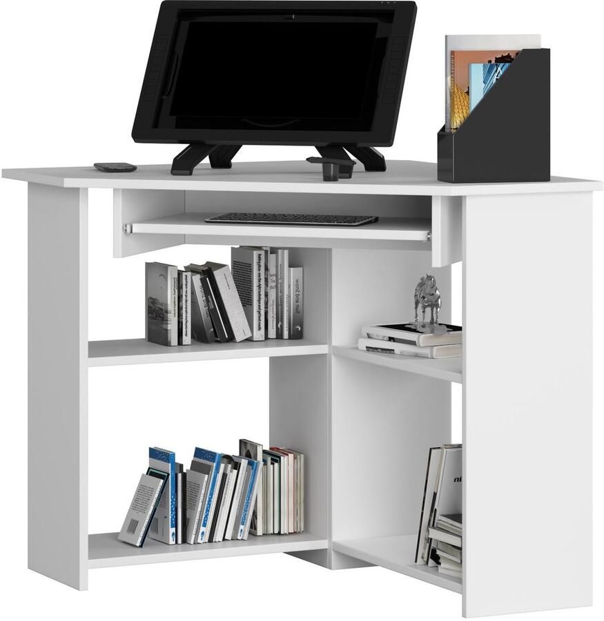 Akord Hoekbureau TED Computerbureau Computer Tafel Bureautafel Wit 80 x 74 x 80 cm