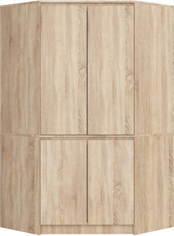 Akord Hoekgarderobekast S100 4D Sonoma Eik Ruime Opbergruimte met 4 Deuren in Elegante Mat Afwerking