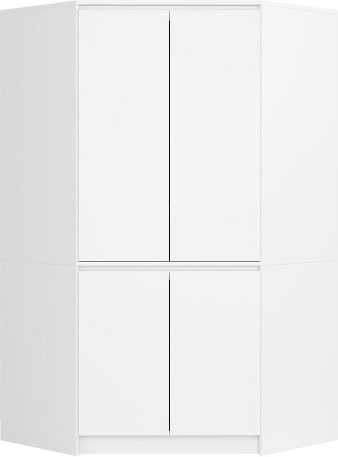 Akord Hoekgarderobe S100 4D Wit Matte Afwerking Zelfmontage 4 Deuren 6 Schappen 100x180x50 cm
