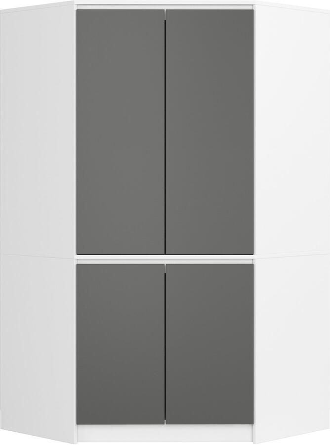 Akord Hoekkast S100 4D Wit Grijs Grafiet Vrijstaande Opbergkast met Matte Fronten en ABS Randafwerking Geschikt voor Zelfmontage Duurzame Gelamineerde Plaat Modern Hoekontwerp voor Optimaal Ruimtegeb
