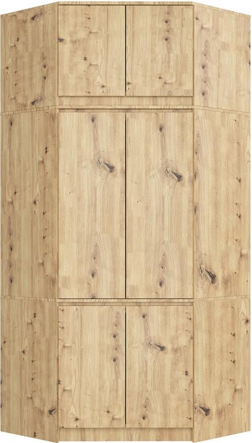 Akord Hoekkast Met Bovenbouw S100 Artisan Eiken 235cm Staand Meubel Met Matte Afwerking Zelfmontage 6-Deurs 9-Planken Opbergruimte