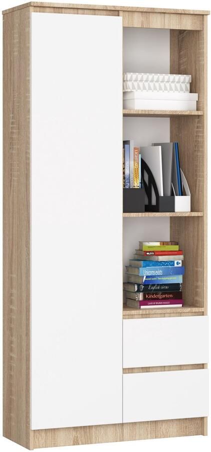 Akord Kantoorkast R11 R80 met 2 Lades en 1 Deur Furniture Factory Sonoma Eik Wit 80 x 180 x 35 cm