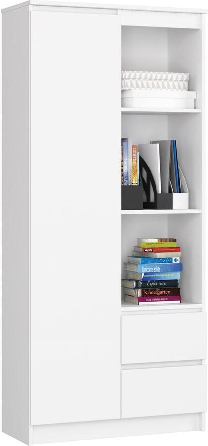 Akord Kantoorkast R11 R80 met 2 Lades en 1 Deur Furniture Factory Wit 80 x 180 x 35 cm