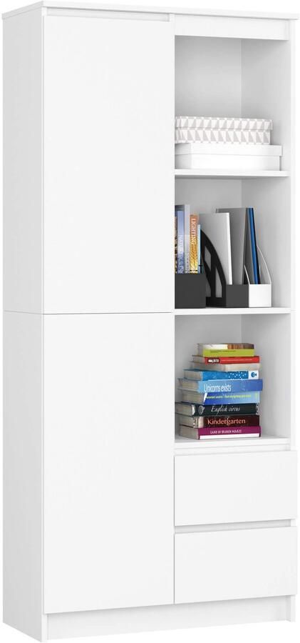 Akord Kantoorkast R11 R80 met 2 Lades en 1 Deur Furniture Factory Wit 80 x 180 x 35 cm