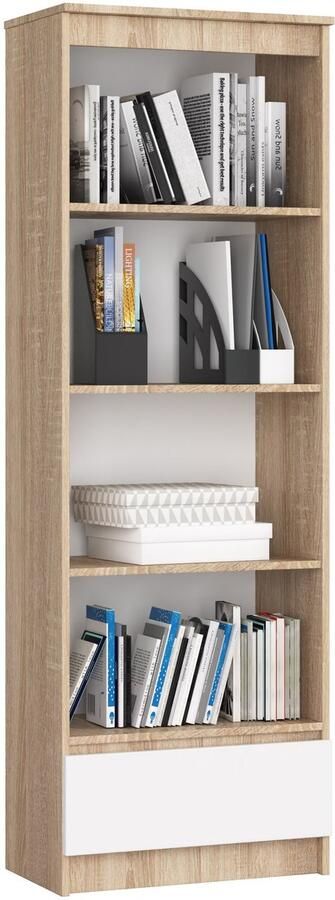 Akord Kantoorkast R60 met 4 Planken en 1 Lade Furniture Factory Sonoma Eik Wit 60 x 180 x 35 cm