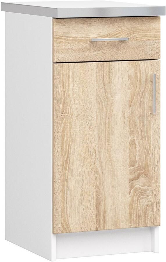 Akord Keukenkast modulaire LIMA S40 met Verkblad Onderkast met 1 Deur en 1 Lade Furniture Factory Wit Sonoma Eik 40 x 82 x 44 5 cm