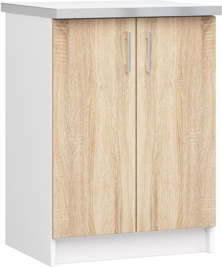 Akord Keukenkast modulaire LIMA S60 met Verkblad Onderkast met 2 Deuren Furniture Factory Wit Sonoma Eik 60 x 82 x 44 5 cm