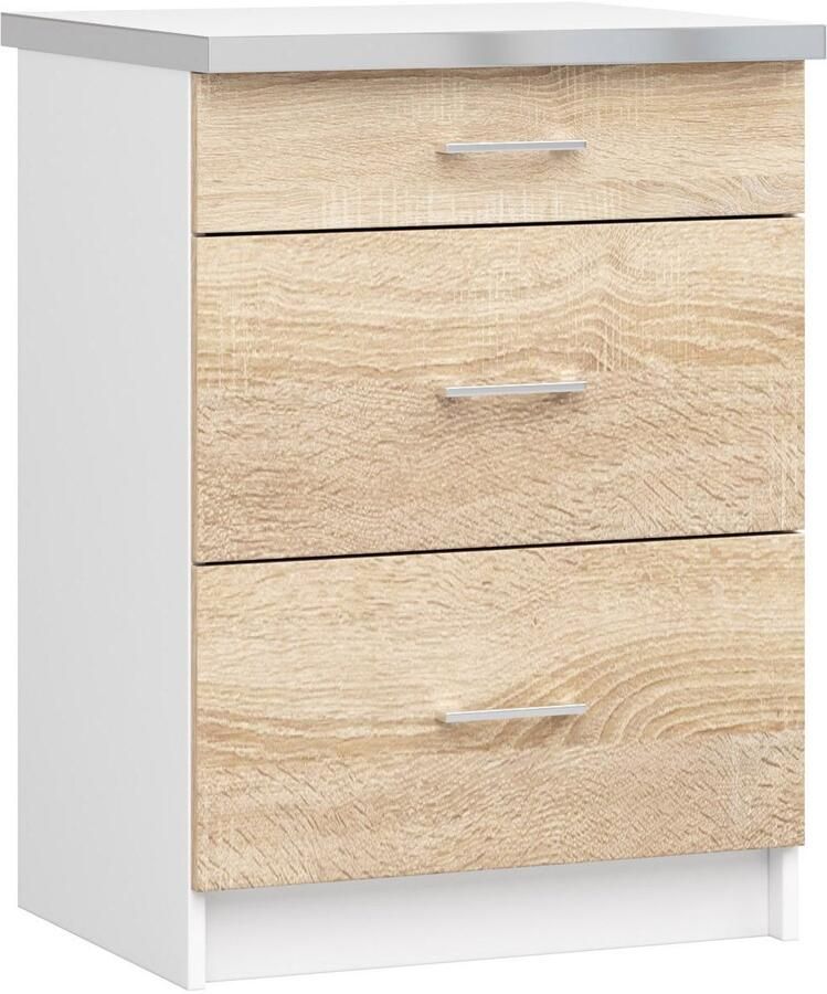 Akord Keukenkast modulaire LIMA S60 met Verkblad Onderkast met 3 Lades Furniture Factory 60 x 82 x 44 5 cm