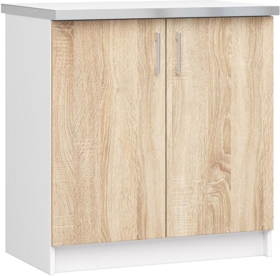 Akord Keukenkast modulaire LIMA S80 met Verkblad Onderkast met 2 Deuren Furniture Factory Wit Sonoma Eik 80 x 82 x 44 5 cm