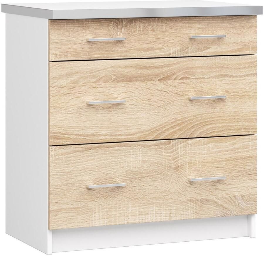 Akord Keukenkast modulaire LIMA S80 met Verkblad Onderkast met 3 Lades Furniture Factory 80 x 82 x 44 5 cm