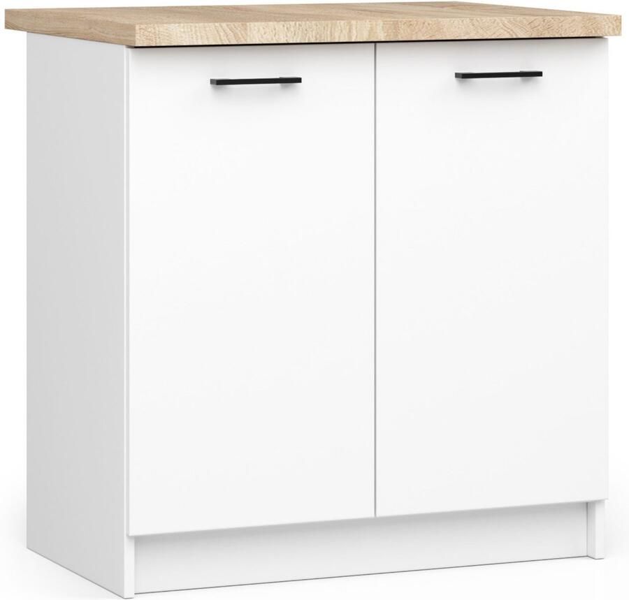 Akord Keukenkast modulaire OLIWIA S80 met Verkblad Onderkast met 2 Deuren Furniture Factory Wit 80 x 85 x 46 cm