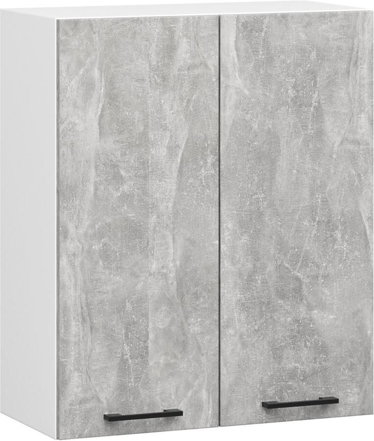 Akord Keukenkast modulaire OLIWIA W60 H720 met 2 Deuren Hangkast Bovenkast Furniture Factory Wit – Beton Grijs 60 x 72 x 30 cm