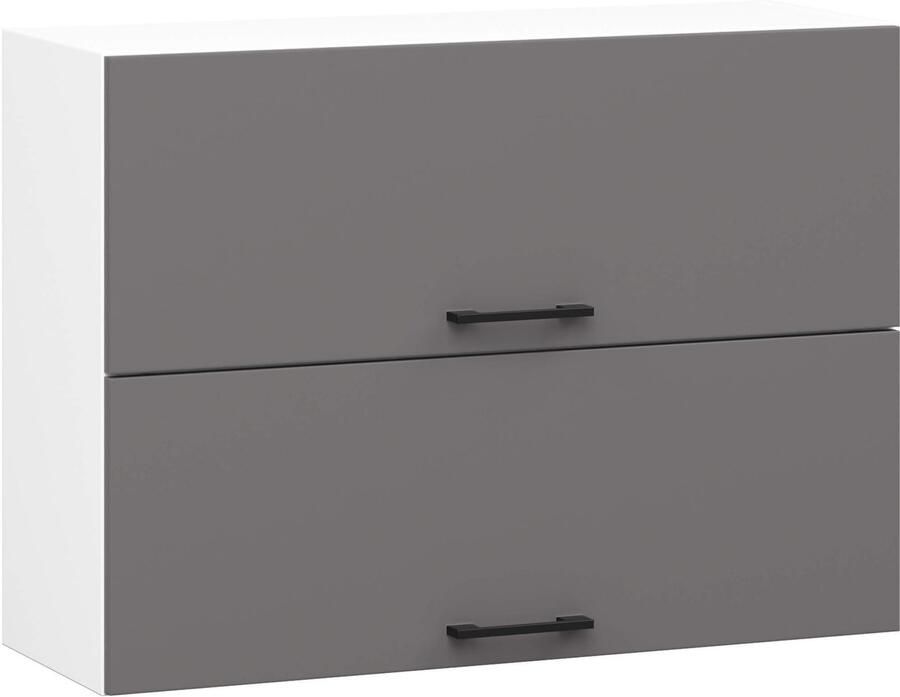 Akord Keukenkast modulaire OLIWIA W80 G2 H580 met 2 Deuren Hangkast Bovenkast Furniture Factory Wit Grafietgrijs 80 x 58 x 30 cm