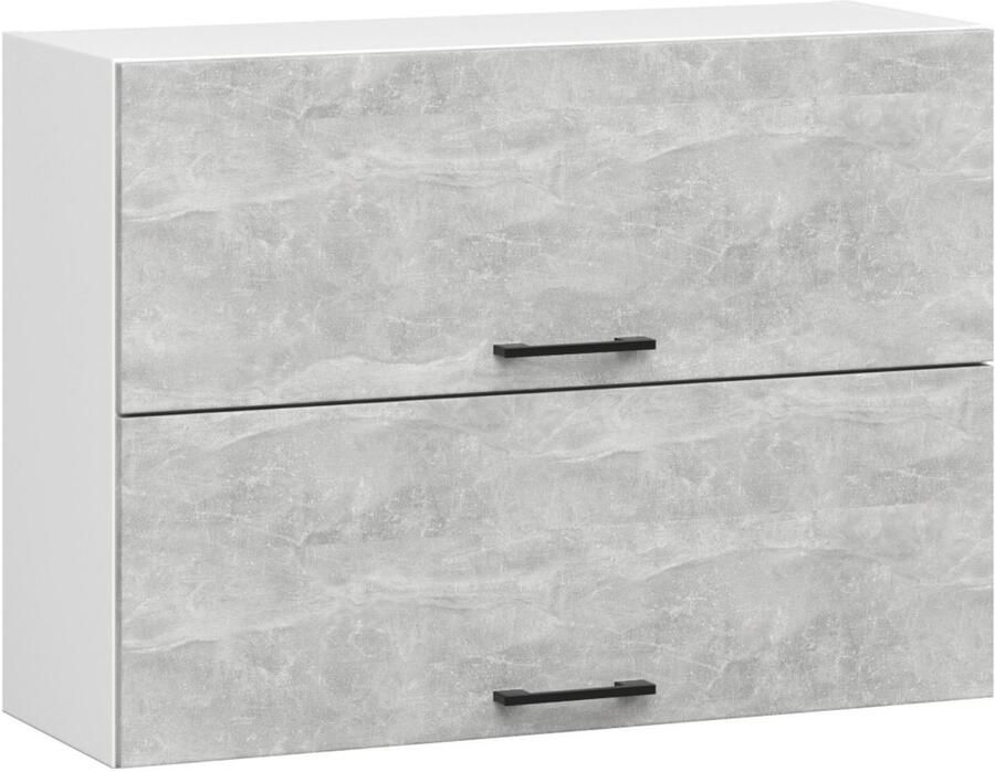 Akord Keukenkast modulaire OLIWIA W80 G2 H580 met 2 Deuren Hangkast Bovenkast Furniture Factory Wit – Beton Grijs 80 x 58 x 30 cm