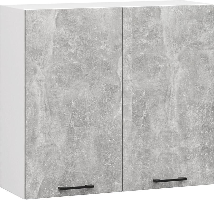 Akord Keukenkast modulaire OLIWIA W80 H720 met 2 Deuren Hangkast Bovenkast Furniture Factory Wit – Beton Grijs 80 x 72 x 30 cm