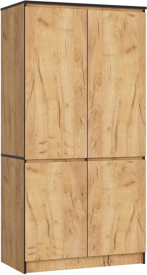 Akord Kledingkast S90 met 4 Deuren Furniture Factory Craft Eik Moderne 180x90x51 cm