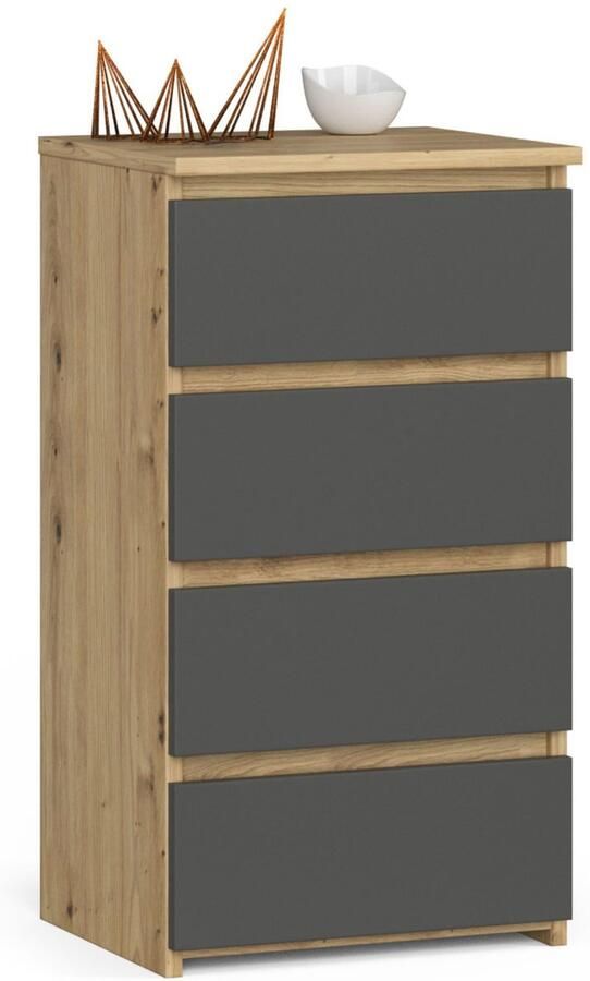 Akord Kommode CL4 met 4 Lades Furniture Factory Artisan Eik Grafietgrijs 40x74x35 cm