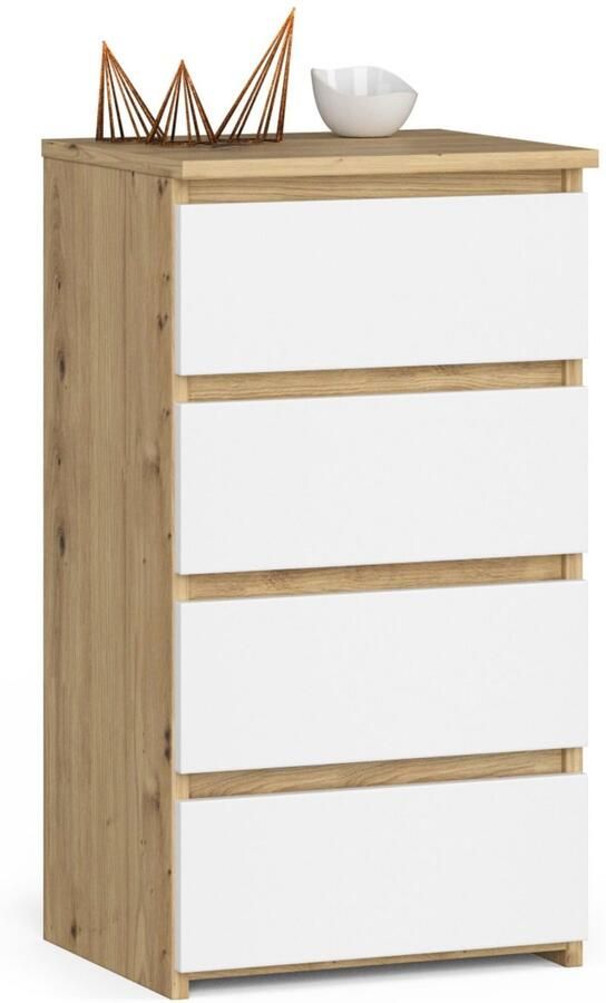 Akord Kommode CL4 met 4 Lades Furniture Factory Artisan Eik Wit 40x74x35 cm