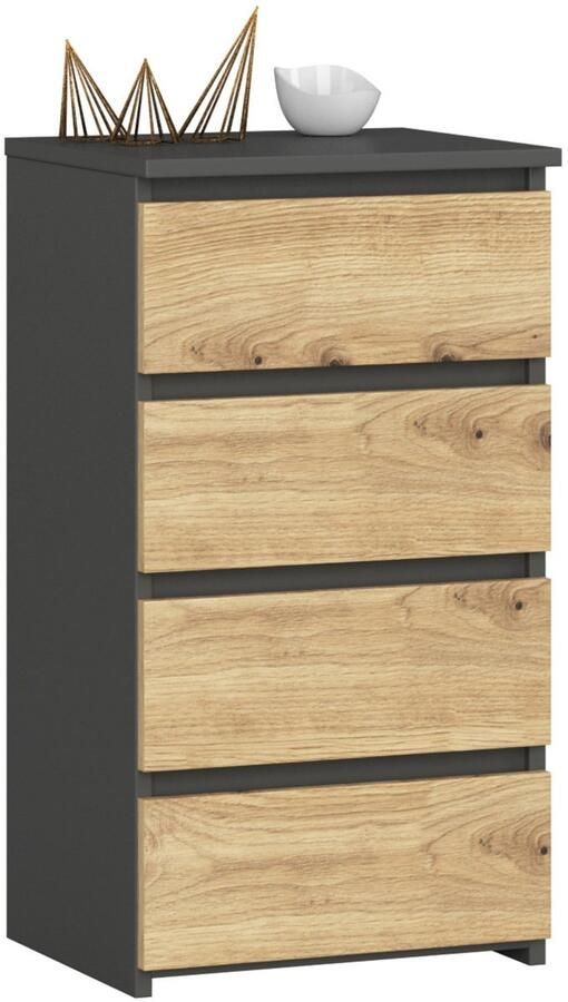 Akord Kommode CL4 met 4 Lades Furniture Factory Grafietgrijs Artisan Eik 40x74x35 cm