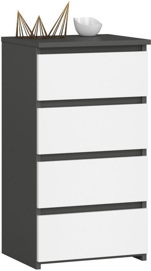 Akord Kommode CL4 met 4 Lades Furniture Factory Grafietgrijs Wit 40x74x35 cm
