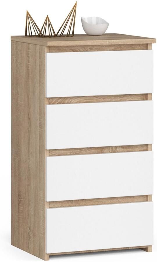 Akord Kommode CL4 met 4 Lades Furniture Factory Sonoma Eik Wit 40x74x35 cm