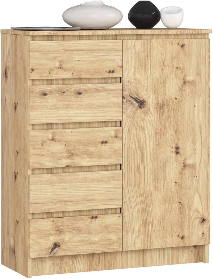 Akord Kommode K80 met 5 Lades en 1 Deur Furniture Factory Artisan Eik 80 x 97 x 35 cm