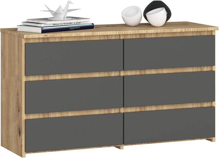 Akord Ladekast CL100 met 6 Lades Furniture Factory Artisan Eik Grafietgrijs 100 x 57 x 35 cm