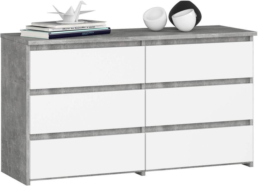 Akord Ladekast CL100 met 6 Lades Furniture Factory Beton Grijs Wit 100 x 57 x 35 cm