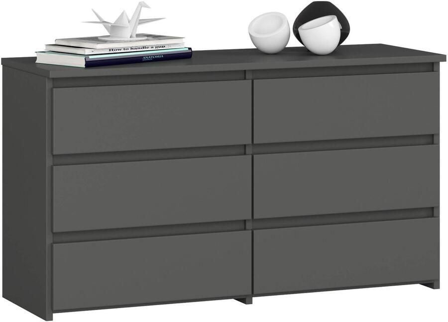 Akord Grafietgrijze Ladekast CL100 met 6 Lades 100 cm Breedte Modern en Stevig Design