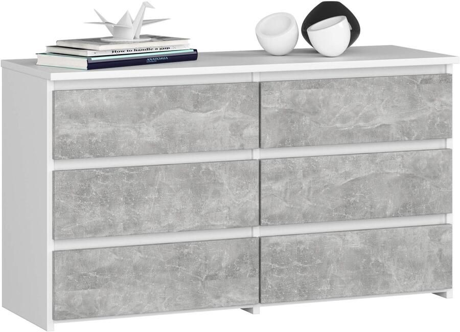 Akord Ladekast CL100 met 6 Lades Furniture Factory Wit – Beton Grijs 100 x 57 x 35 cm - Foto 2