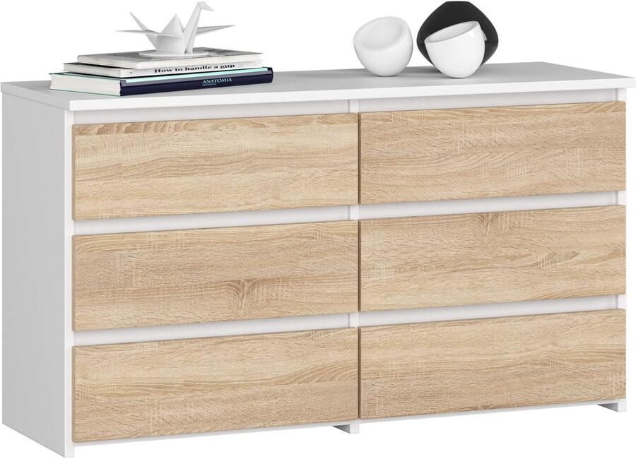 Akord Witrykkast Sonoma Wit 6 Laden 100cm Breed Modern Design in ABS van Gelamineerd Meubilair - Foto 2