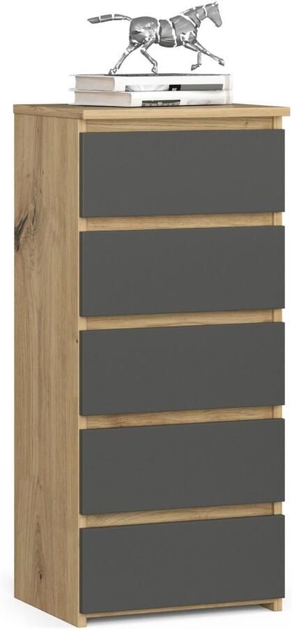 Akord Ladekast CL5 met 5 Lades Furniture Factory Artisan Eik Grafietgrijs 40 x 92 x 35 cm