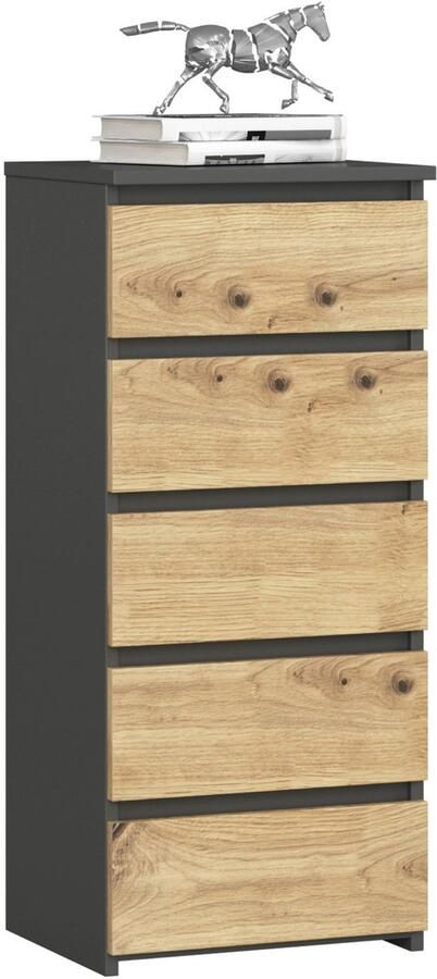 Akord Ladekast CL5 met 5 Lades Furniture Factory Grafietgrijs Artisan Eik 40 x 92 x 35 cm