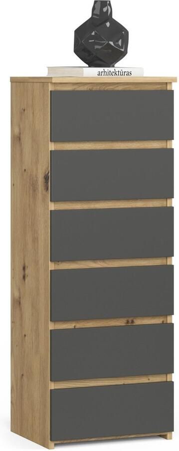 Akord Ladekast CL6 met 6 Lades Furniture Factory Artisan Eik Grafietgrijs 40x109x35 cm