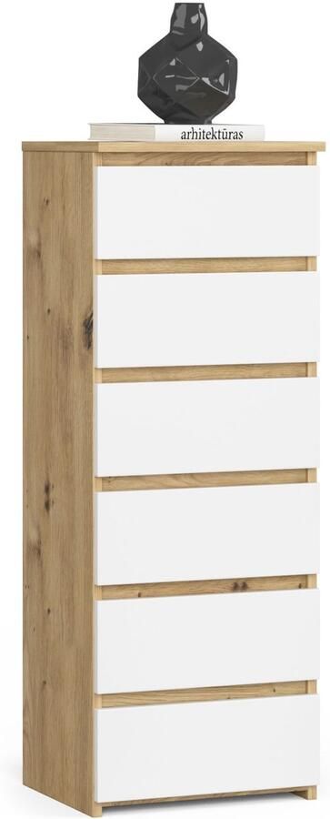 Akord Ladekast CL6 met 6 Lades Furniture Factory Artisan Eik Wit 40x109x35 cm