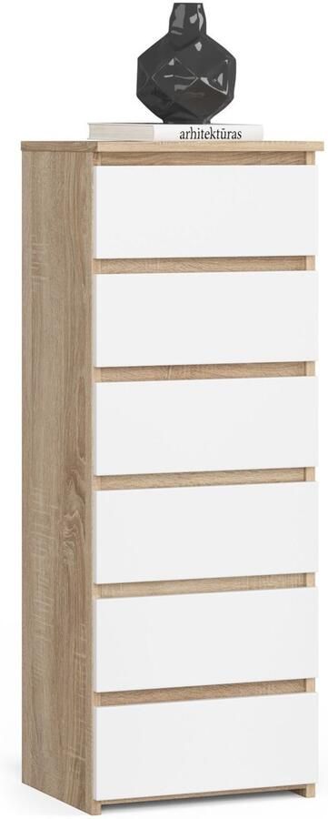Akord Ladekast CL6 met 6 Lades Furniture Factory Sonoma Eik Wit 40x109x35 cm